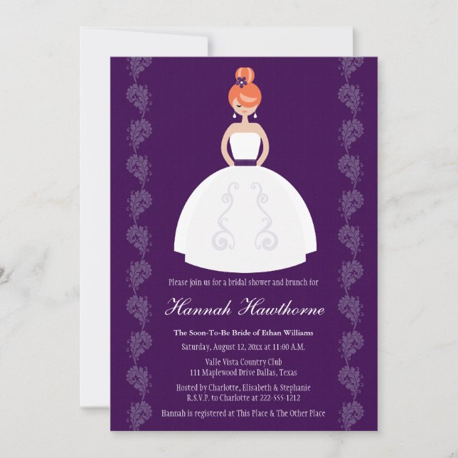Plum Redhead Bridal Shower Invitations (Front)