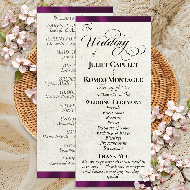 Plum Ribbon Wedding Programme (Creator Uploaded)