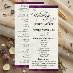 Plum Ribbon Wedding Programme