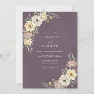 Plum Romantic Botanical Wedding Invitation