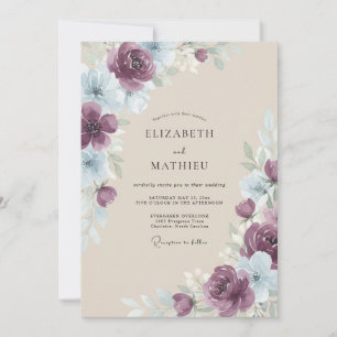 Plum Romantic Floral Wedding Invitation