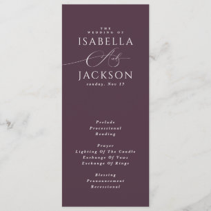 Plum Romantic Hand-Lettered Wedding Programme