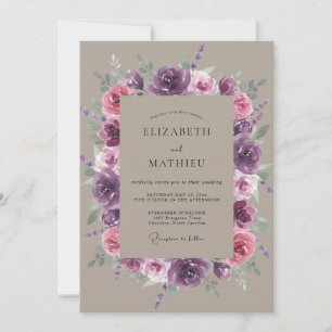 Plum Rose Botanical Wedding Invitation