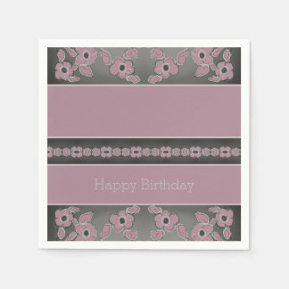 Plum Rose Floral Napkin