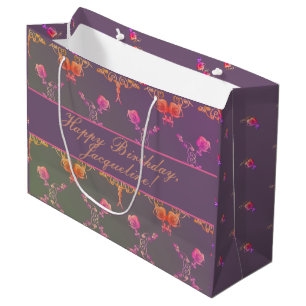 Plum Rose Hearts Birthday/Mother's Day Gift Bag