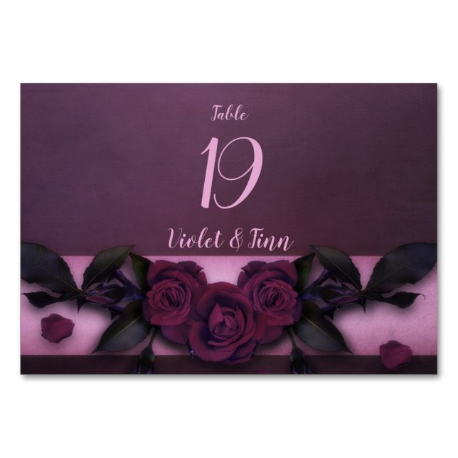 Plum Rose Table Number (Front)