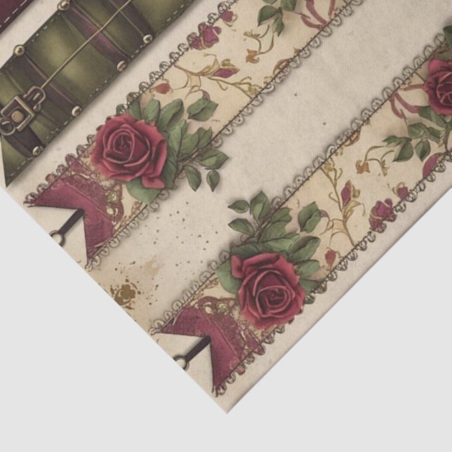 Plum Roses Mechanical Steampunk  Tissue Paper (Detail)