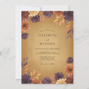 Plum Rustic Autumn Wedding Invitation