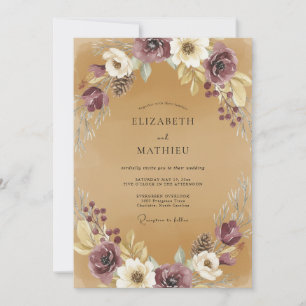 Plum Rustic Woodland Wedding Invitation