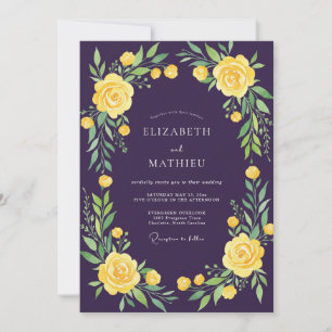 Plum Saffron Painted Wedding Invitation