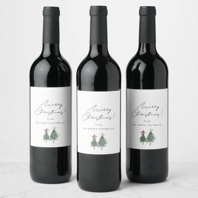 Plum & Sage Festive Trees Corporate Gifting Wine Label (Bottles)