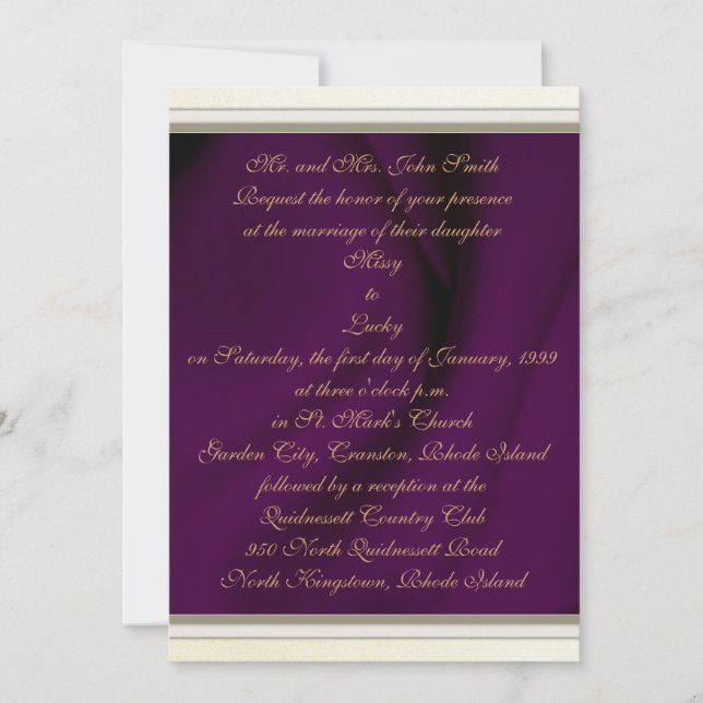 Plum Satin Invitation/Announcement Invitation (Front)