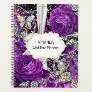 Plum silver butterfly glitter DIY name photo  Planner