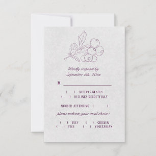 Plum Silver Grey Botanical Elegant Meal Choice RSVP Card