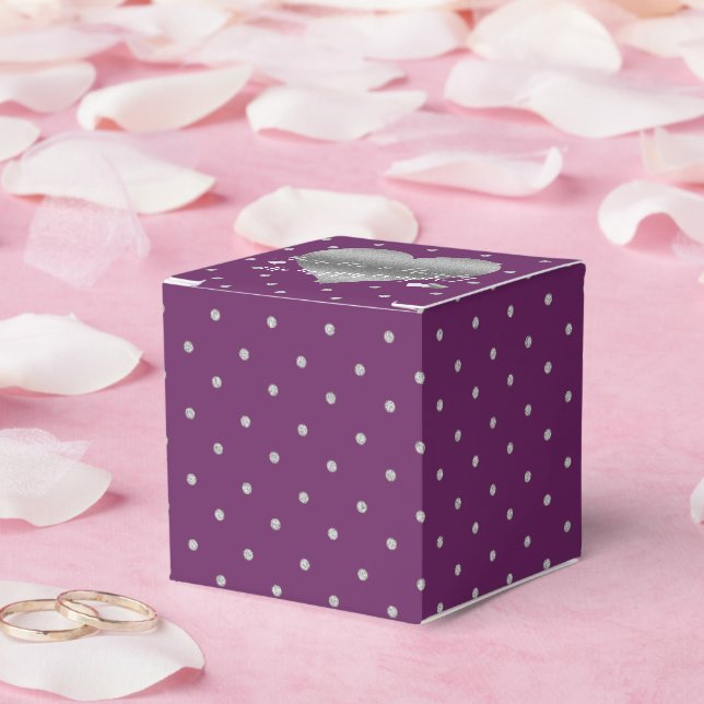 Plum & Silver Polka Dots Party Favour Boxes (Wedding)