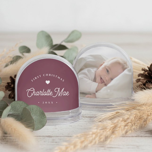 Plum | Simple & Sweet First Christmas Baby Photo Snowglobe (Creator Uploaded)