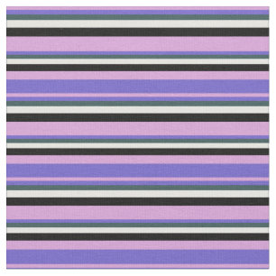 Plum, Slate Blue, Dark Slate Grey, White & Black Fabric