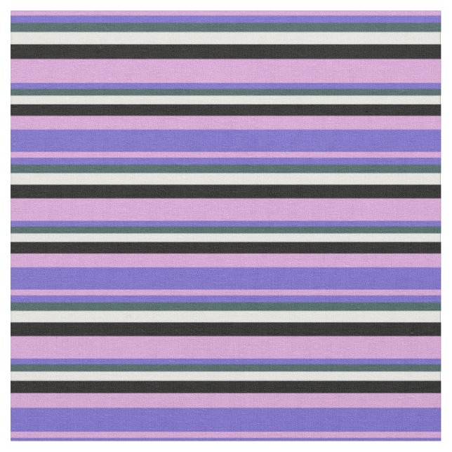 Plum, Slate Blue, Dark Slate Grey, White & Black Fabric (Close Up)