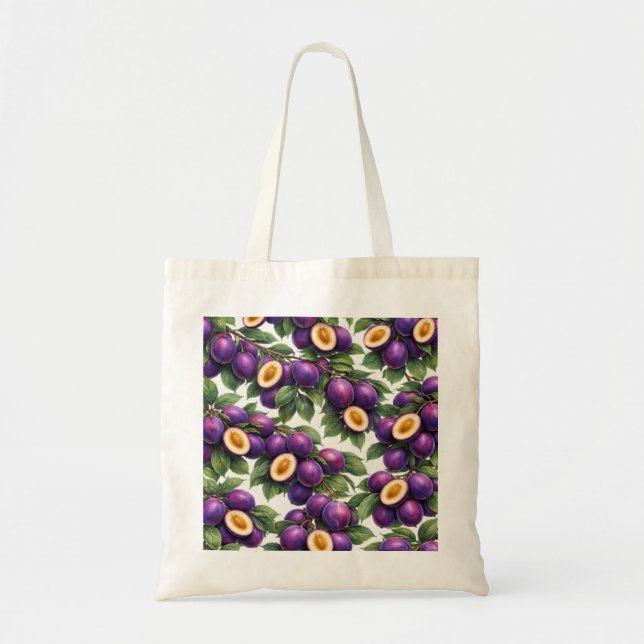 Plum Slices Botanical Pattern Tote Bag (Front)
