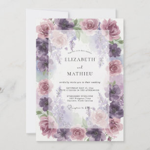 Plum Soft Mauve Peony Wedding Invitation