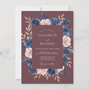 Plum Sophisticated Autumnal Wedding Invitation