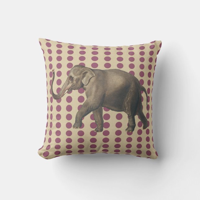 Plum Spice Moods Dots with Elephant Cushion (Front)