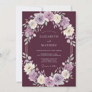 Plum Stately Winter Wedding Invitation