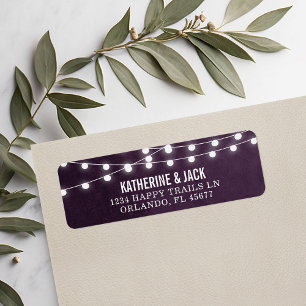 Plum String Lights Wedding Address Labels