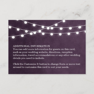 Plum String Lights Wedding Insert Card