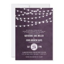 Plum String Lights Wedding Invitation