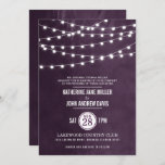 Plum String Lights Wedding Invitation<br><div class="desc">Chic modern summer wedding invitation design with simple elegant glowing string lights hanging across the top and a classy mix of modern and calligraphy script fonts on a printed faux watercolor texture background. A simple and stylish preppy design, perfect for summer! Click the CUSTOMIZE IT button to customise fonts, move...</div>