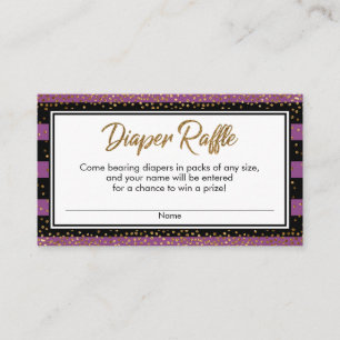 Plum Stripes & Confetti Diaper Raffle Ticket Cards