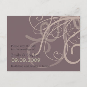 Plum Swirls • Save the Date Postcard