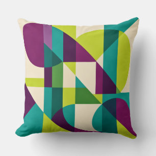 Plum Teal Geometric Abstract Cushion