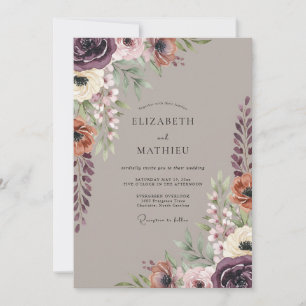 Plum Terracotta Vine Wedding Invitation