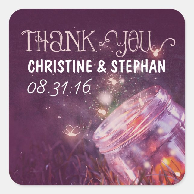 plum thank you stickers with mason jar lights (Front)
