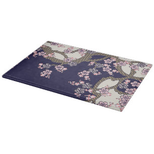 Plum tree flowers traditional japanese textile cutting board