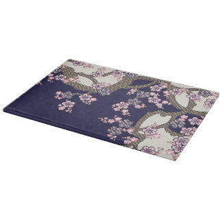 Plum tree flowers traditional japanese textile cutting board