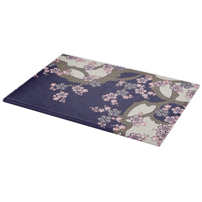 Plum tree flowers traditional japanese textile cutting board (Corner)