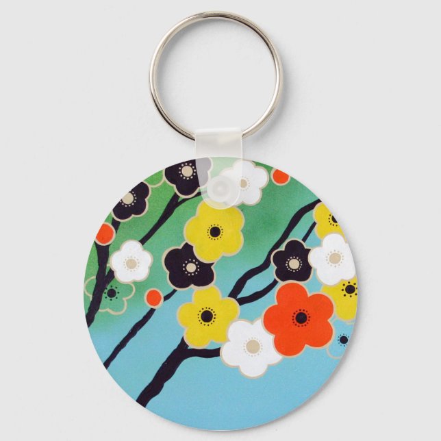 Plum Tree In Blossom Key Ring (Front)