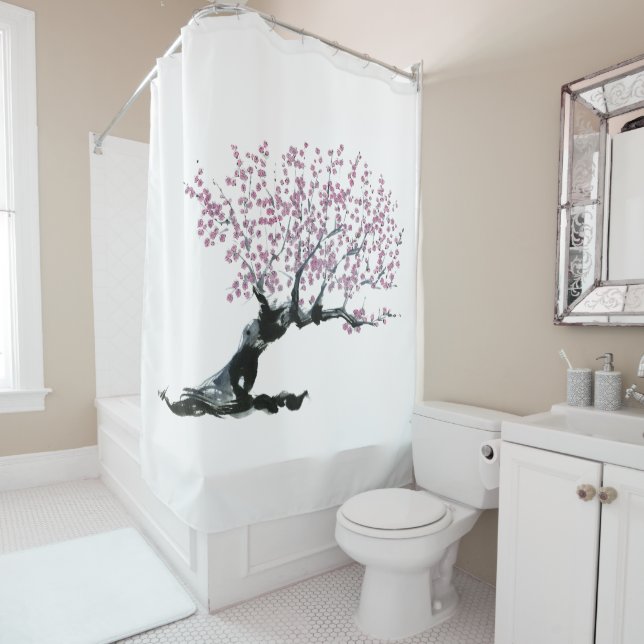 Plum tree shower curtain (In Situ)