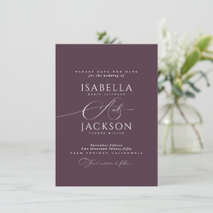 Plum Trendy Unique Classy Minimalist Chic Wedding Save The Date