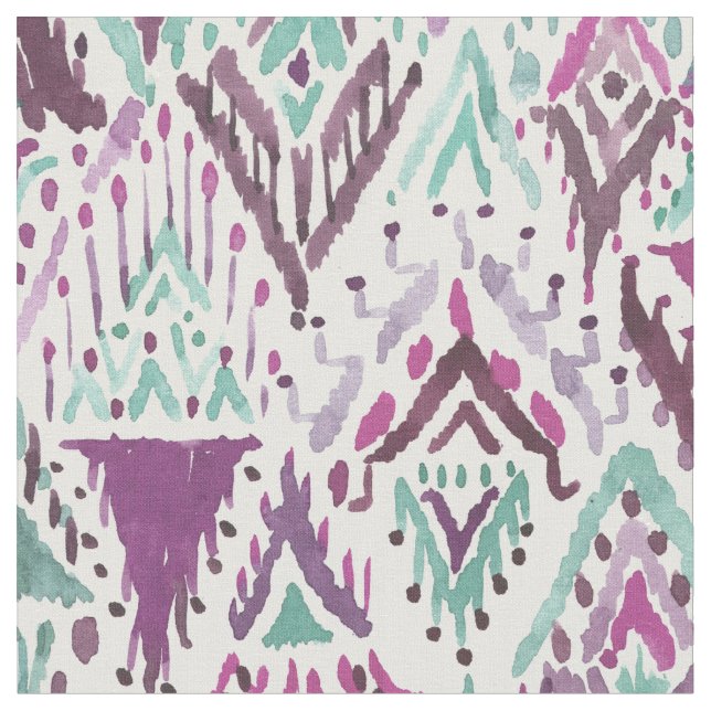 Plum Triumphant Boho Chic Tribal Ikat Fabric (Close Up)