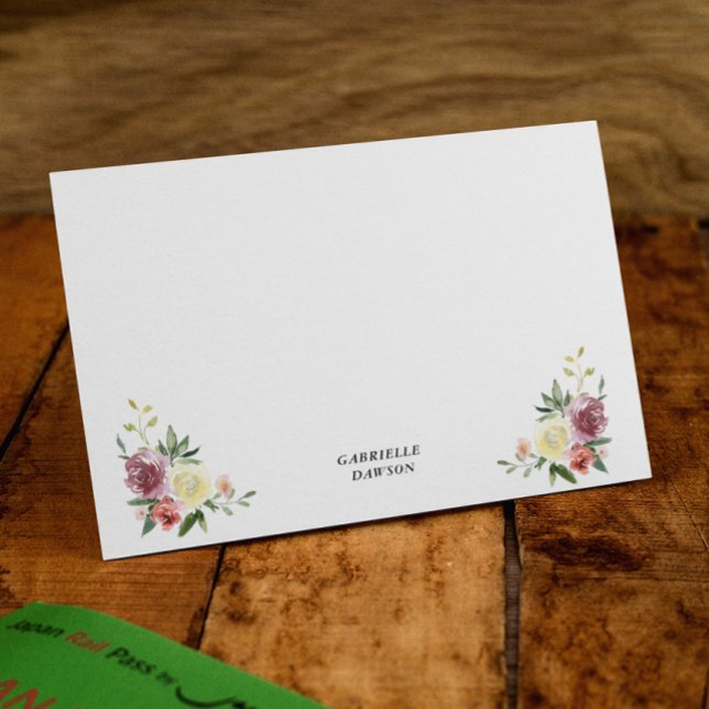 Plum Vanilla  Floral Personalised Note Cards (Creator Uploaded)