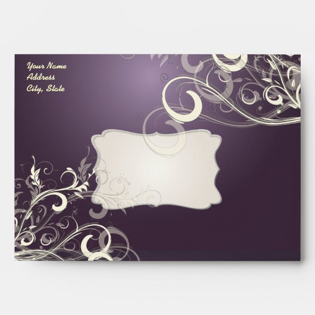 Plum Vanilla Swirls, 5.25x7.25 Envelopes (Front)