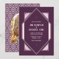 Plum Velvet & Soft Blush Art Deco Wedding Photo