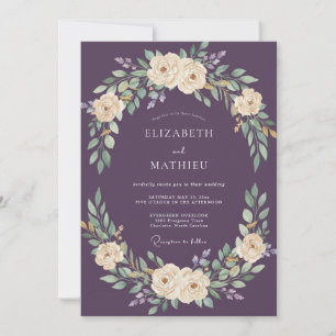 Plum Verdant Blossom Wedding Invitation