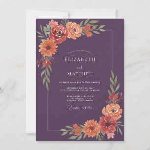 Plum Vibrant Autumnal Wedding Invitation