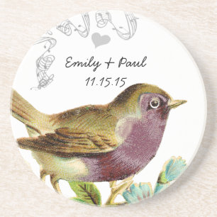Plum Vintage Love Bird Coasters