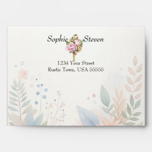 Plum Watercolor Floral Elegant Wedding Envelope